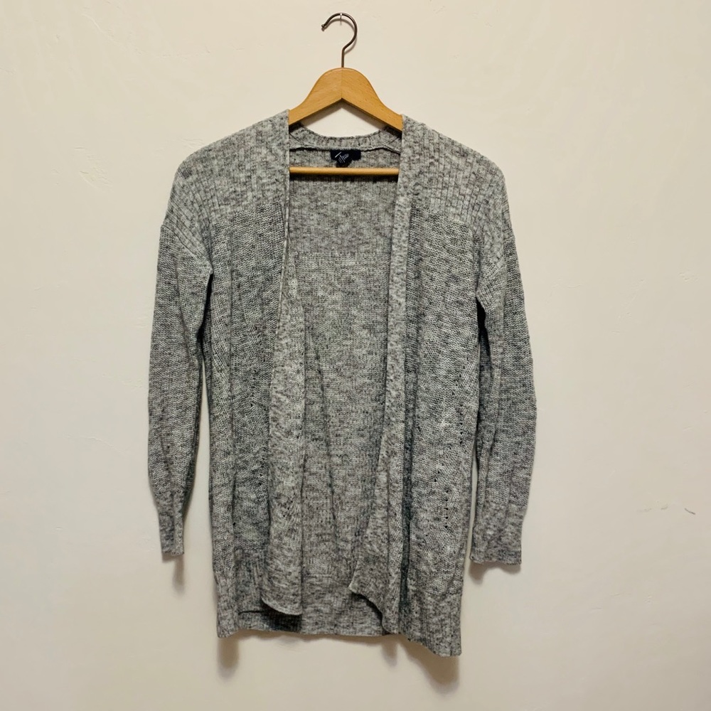GAP Heather Grey Open Front Relaxed Knit Cardigan